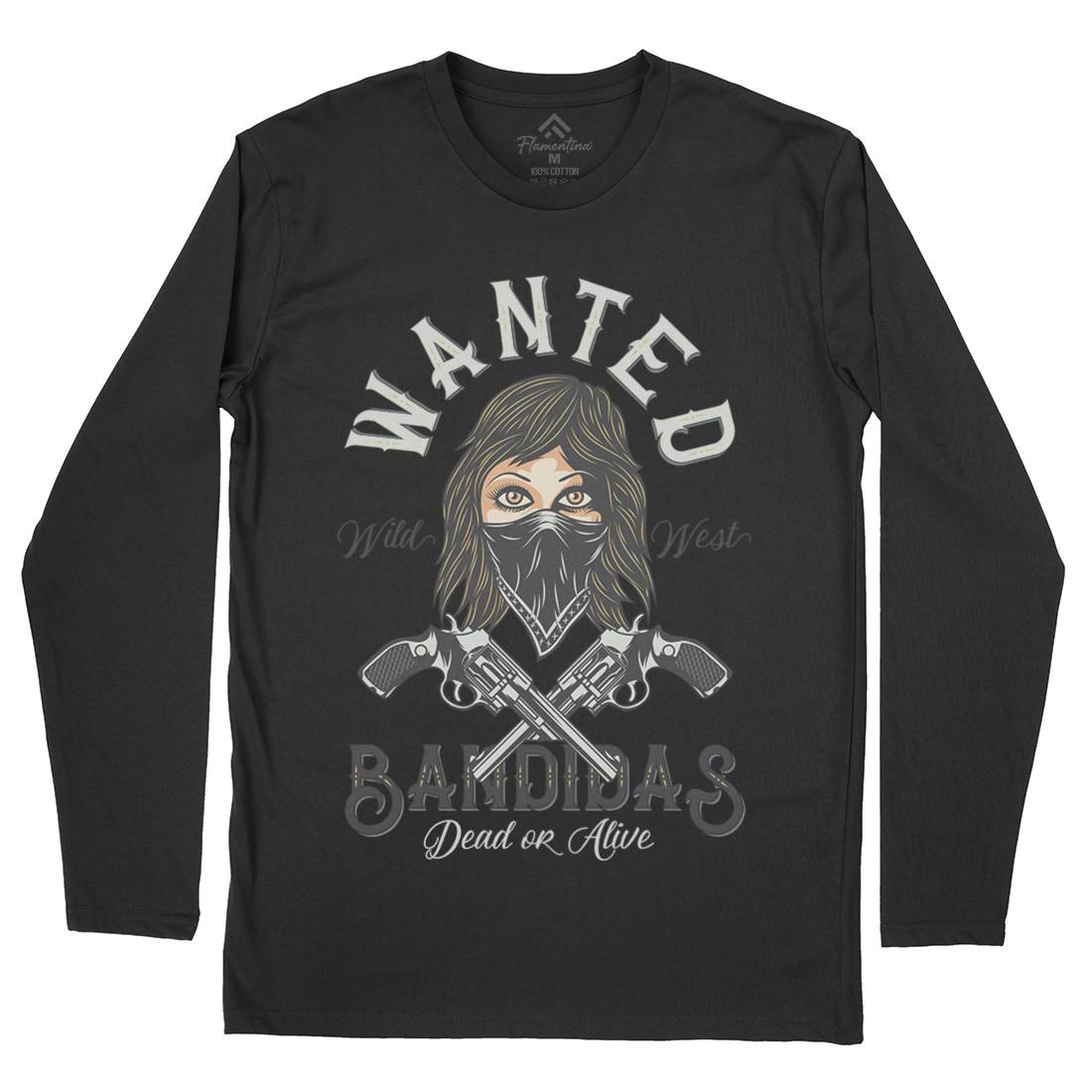 Wanted Bandidas Mens Long Sleeve T-Shirt Retro D995