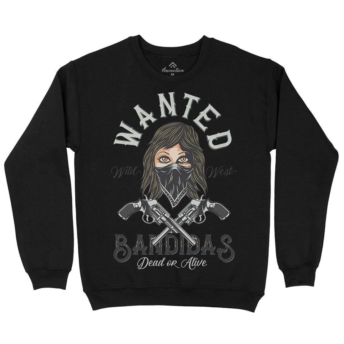 Wanted Bandidas Kids Crew Neck Sweatshirt Retro D995