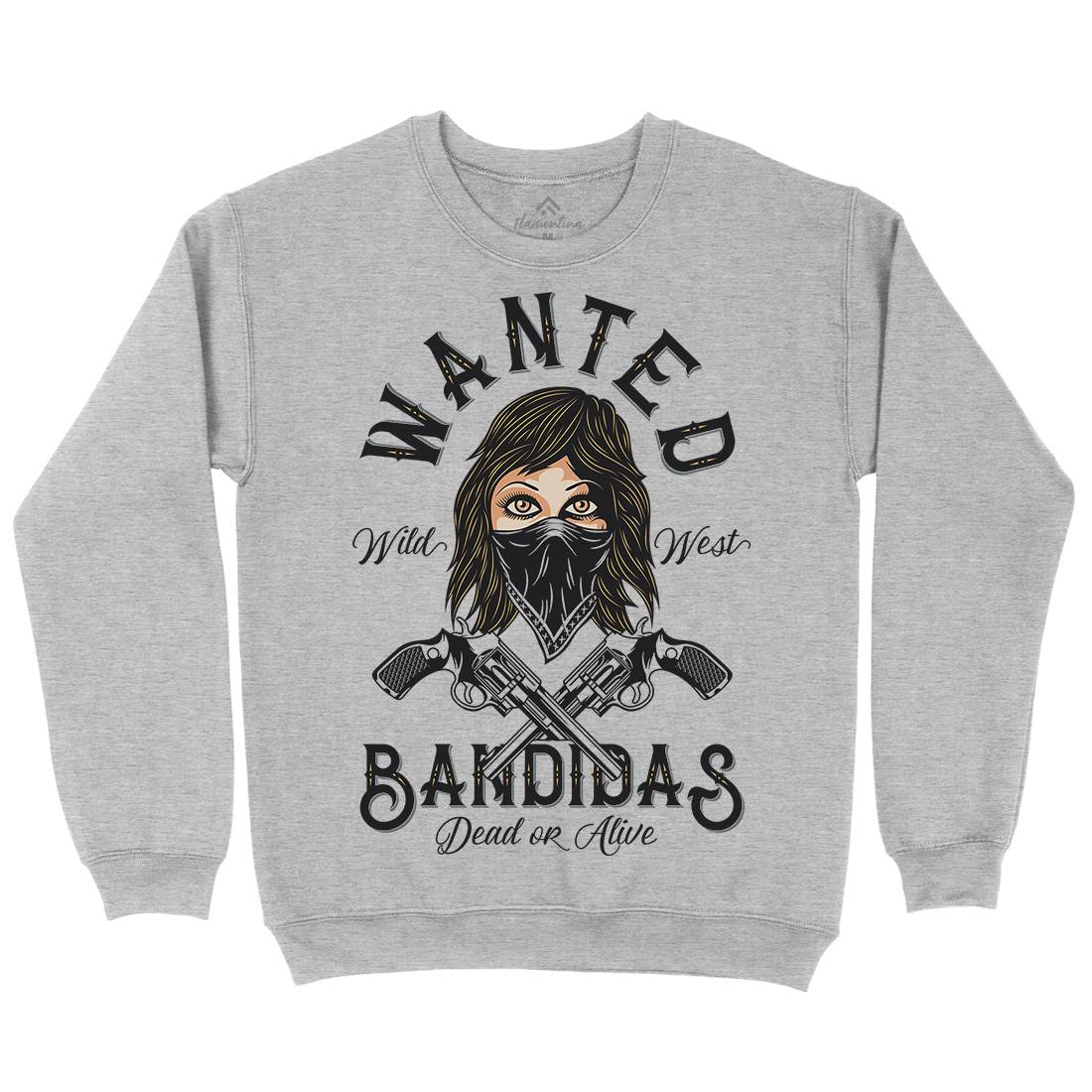Wanted Bandidas Mens Crew Neck Sweatshirt Retro D995