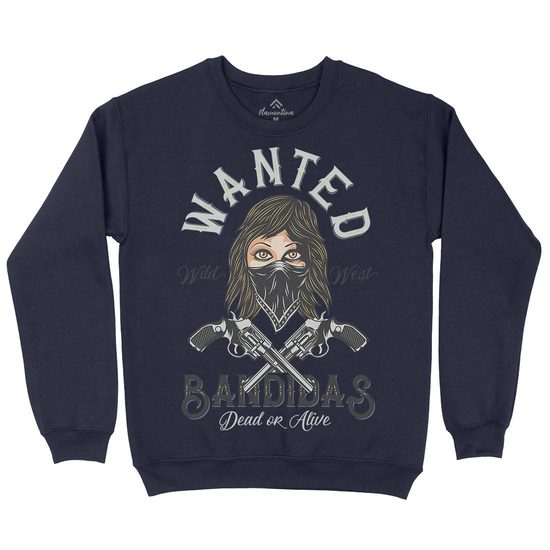 Wanted Bandidas Mens Crew Neck Sweatshirt Retro D995