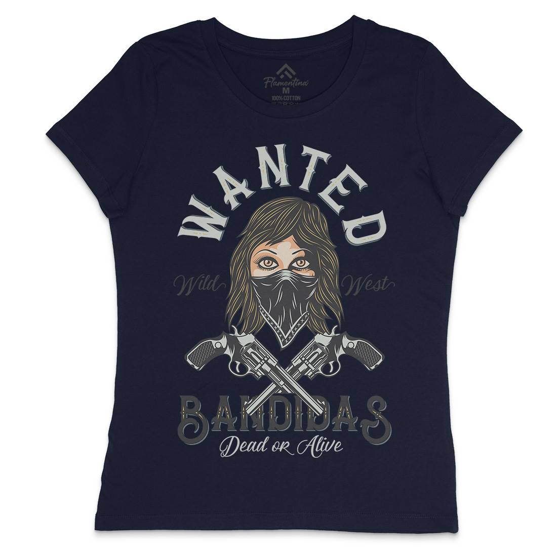 Wanted Bandidas Womens Crew Neck T-Shirt Retro D995