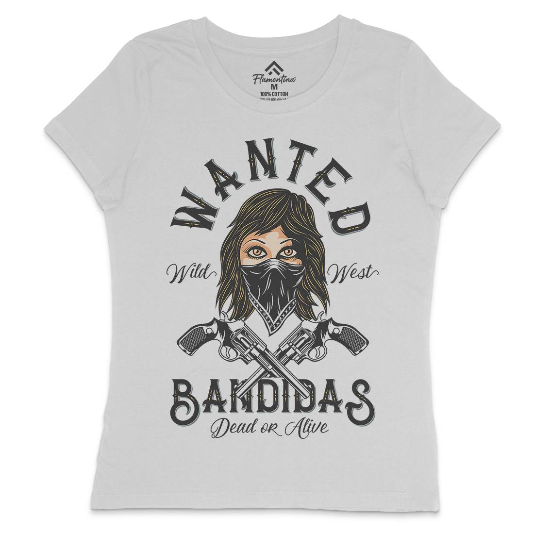 Wanted Bandidas Womens Crew Neck T-Shirt Retro D995