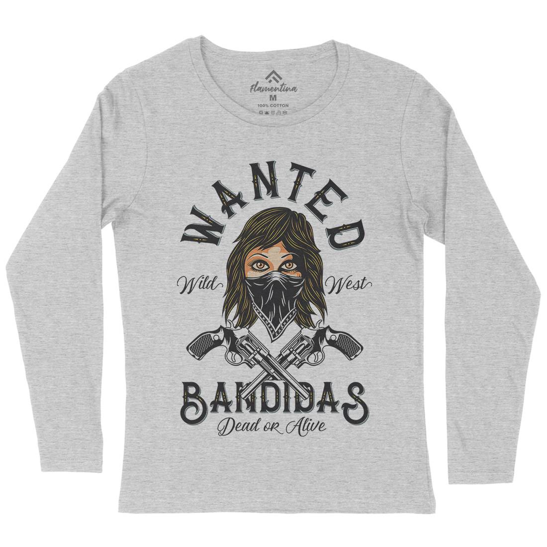 Wanted Bandidas Womens Long Sleeve T-Shirt Retro D995