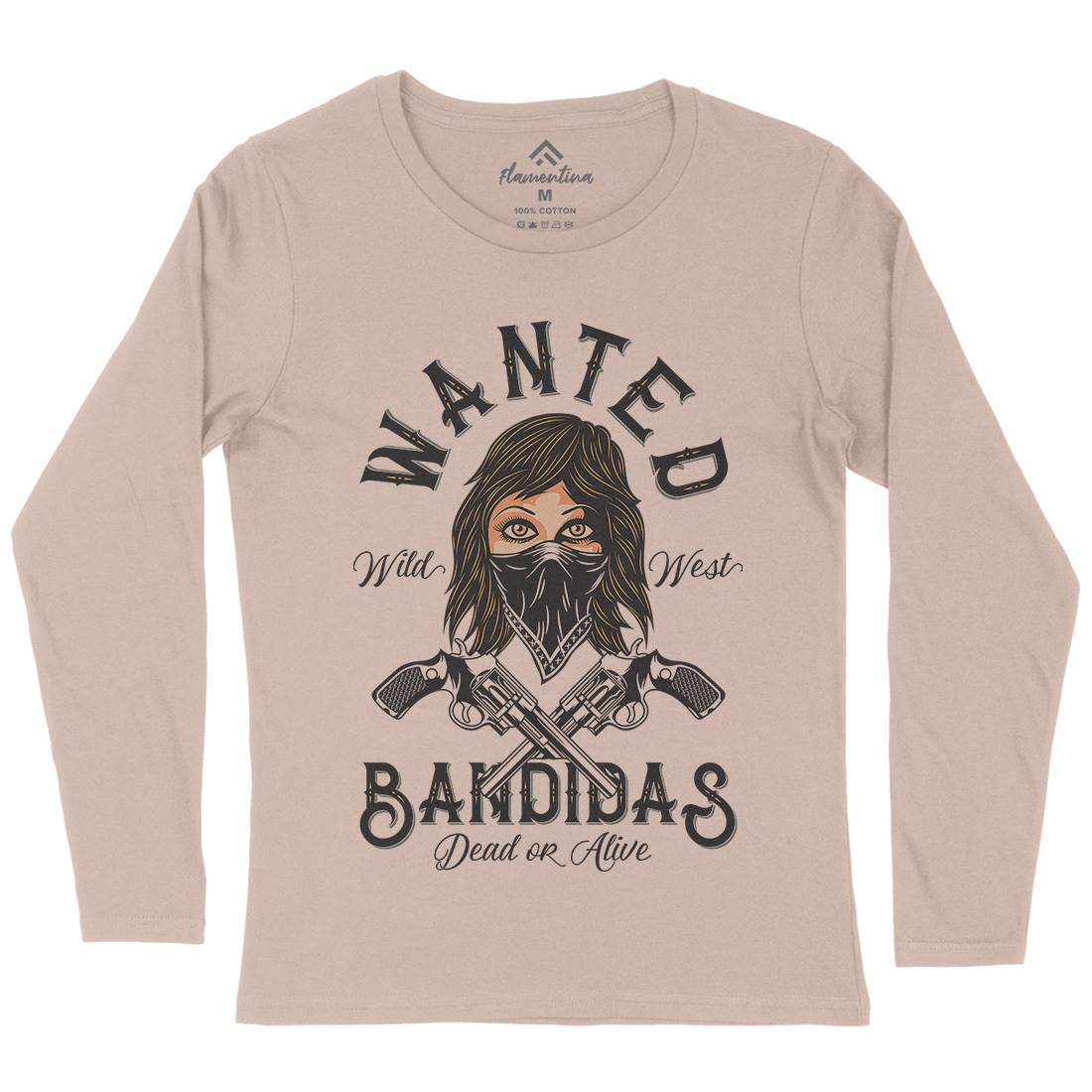 Wanted Bandidas Womens Long Sleeve T-Shirt Retro D995