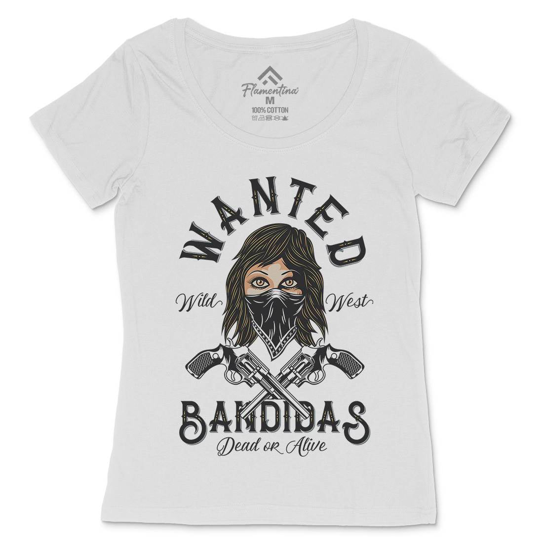 Wanted Bandidas Womens Scoop Neck T-Shirt Retro D995