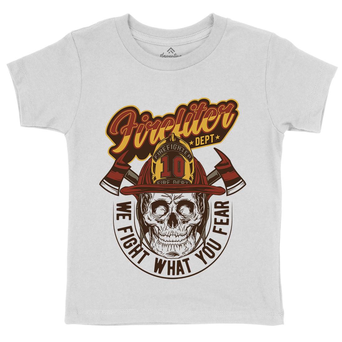 We Fight Kids Organic Crew Neck T-Shirt Firefighters D996