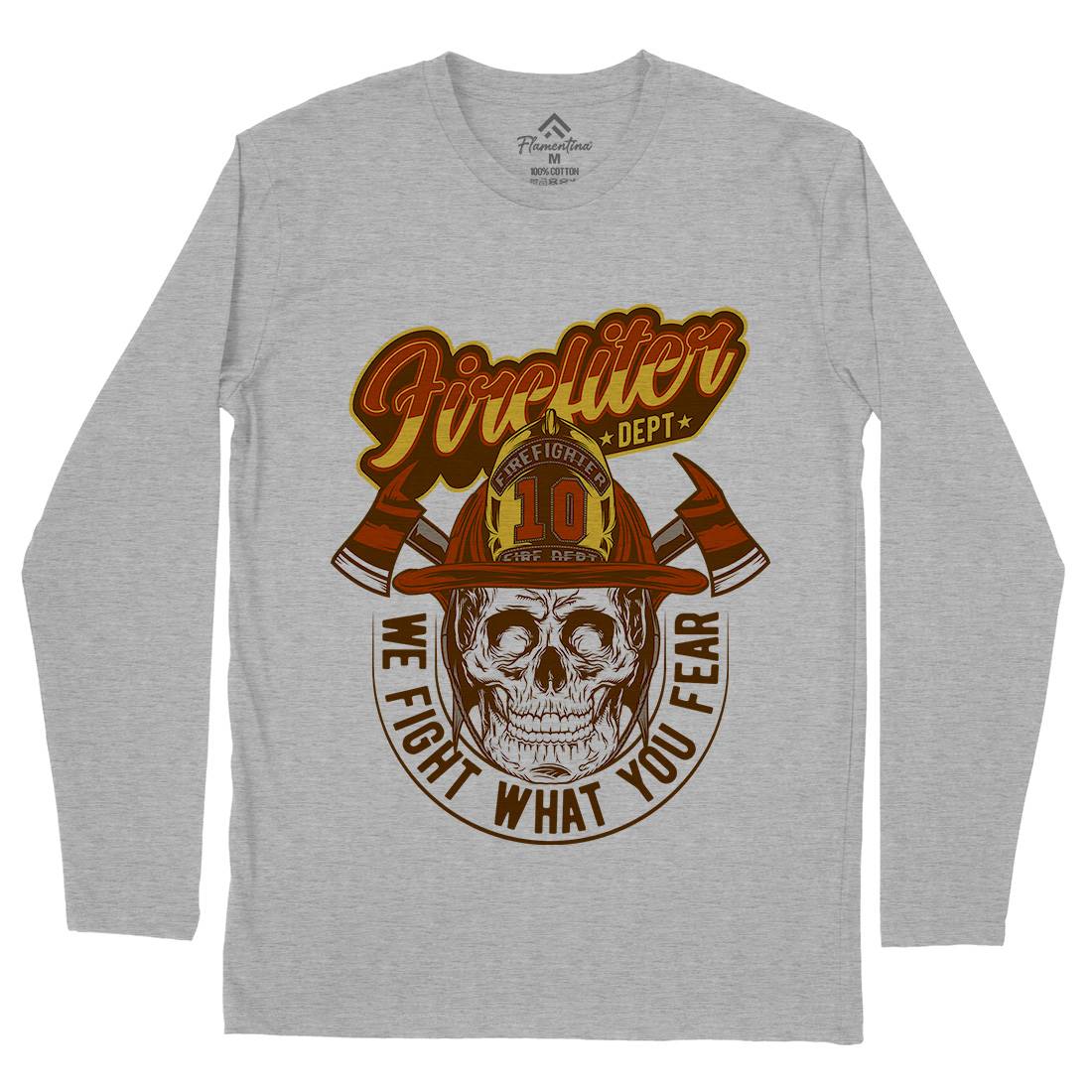 We Fight Mens Long Sleeve T-Shirt Firefighters D996