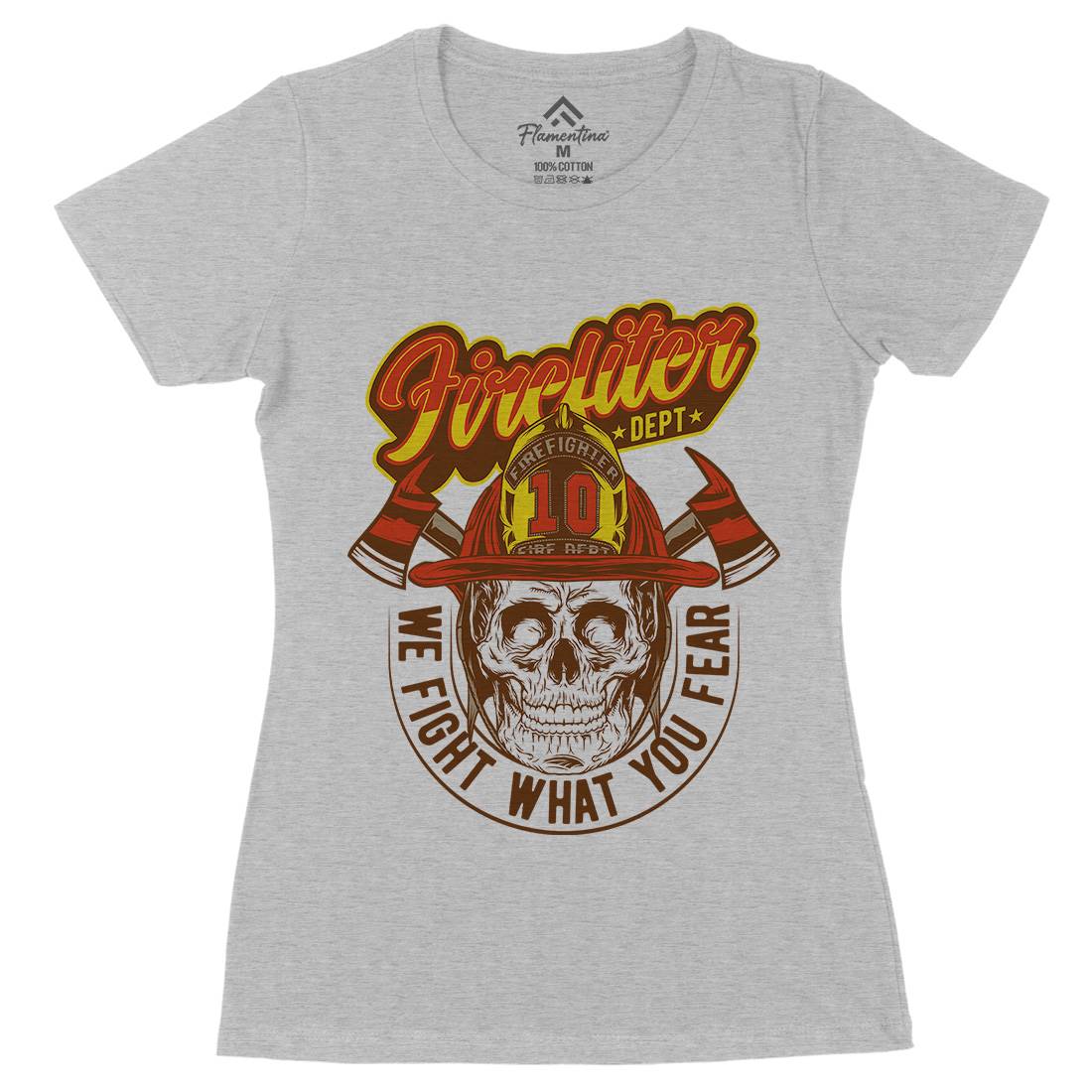 We Fight Womens Organic Crew Neck T-Shirt Firefighters D996