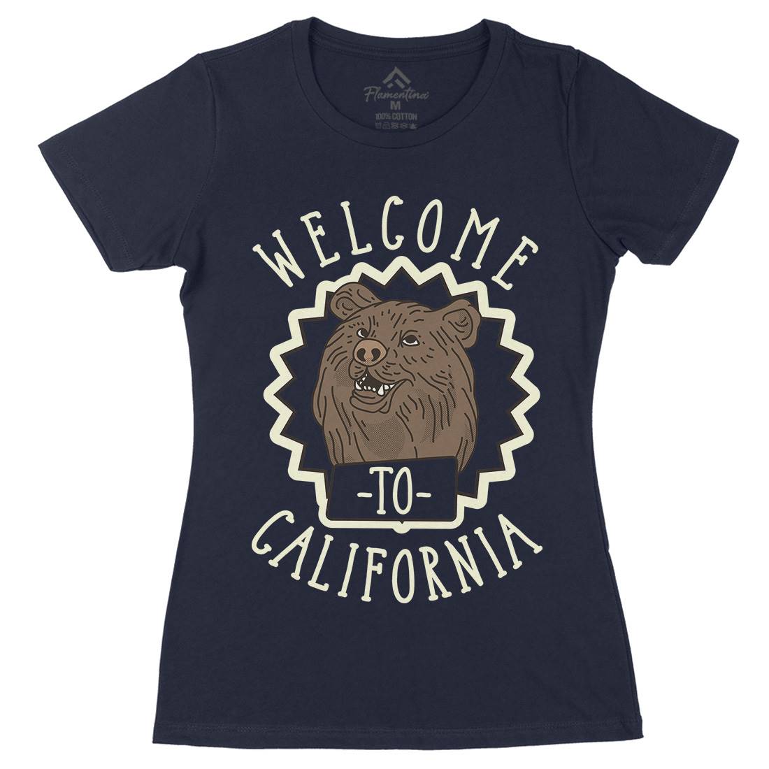 Welcome To California Womens Organic Crew Neck T-Shirt Animals D997