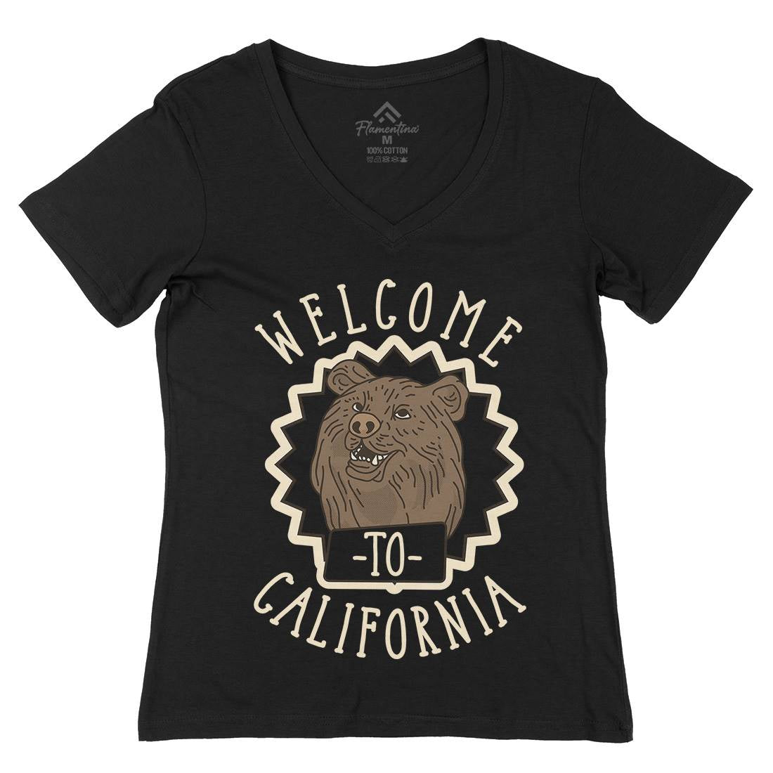 Welcome To California Womens Organic V-Neck T-Shirt Animals D997