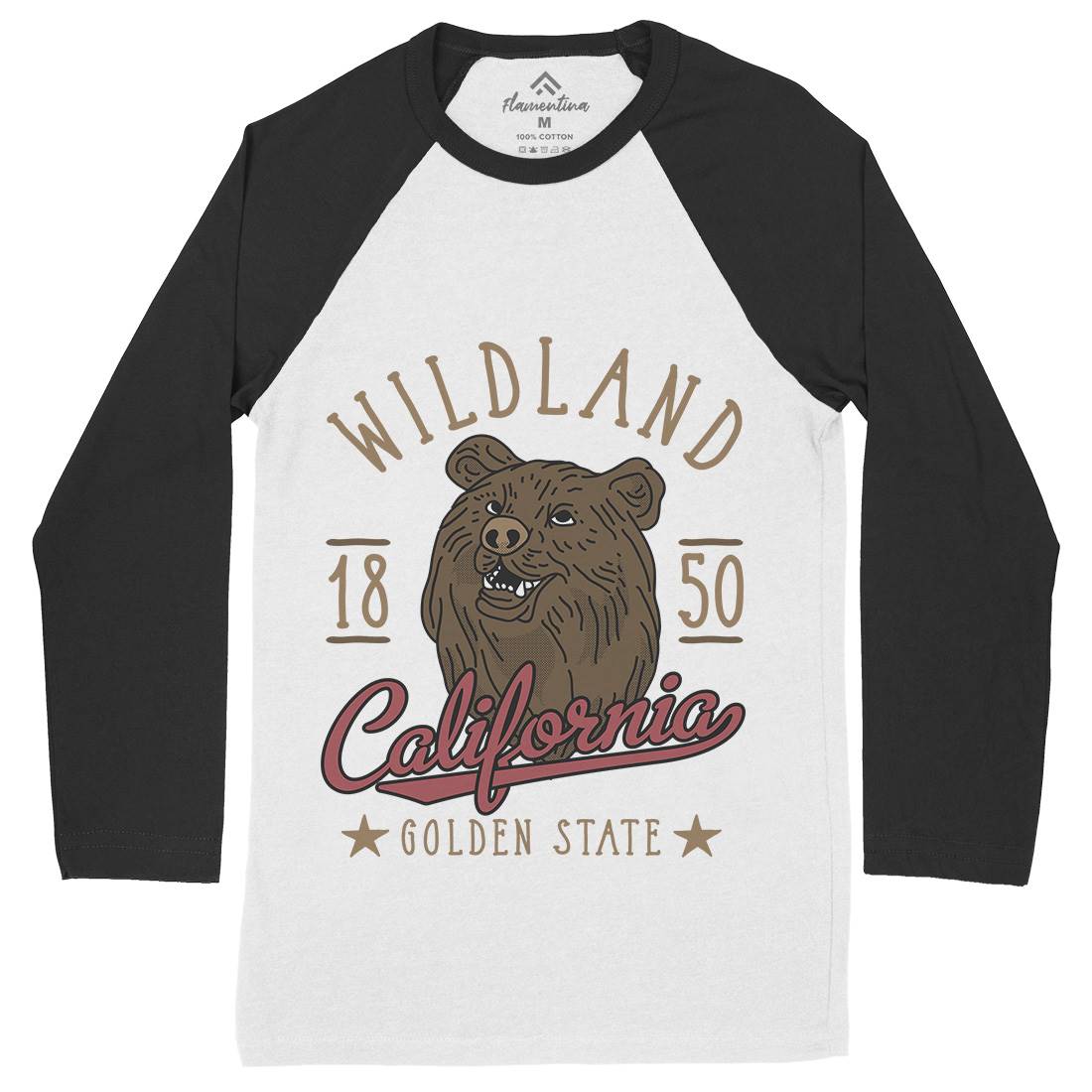 Wildland California Mens Long Sleeve Baseball T-Shirt Animals D999