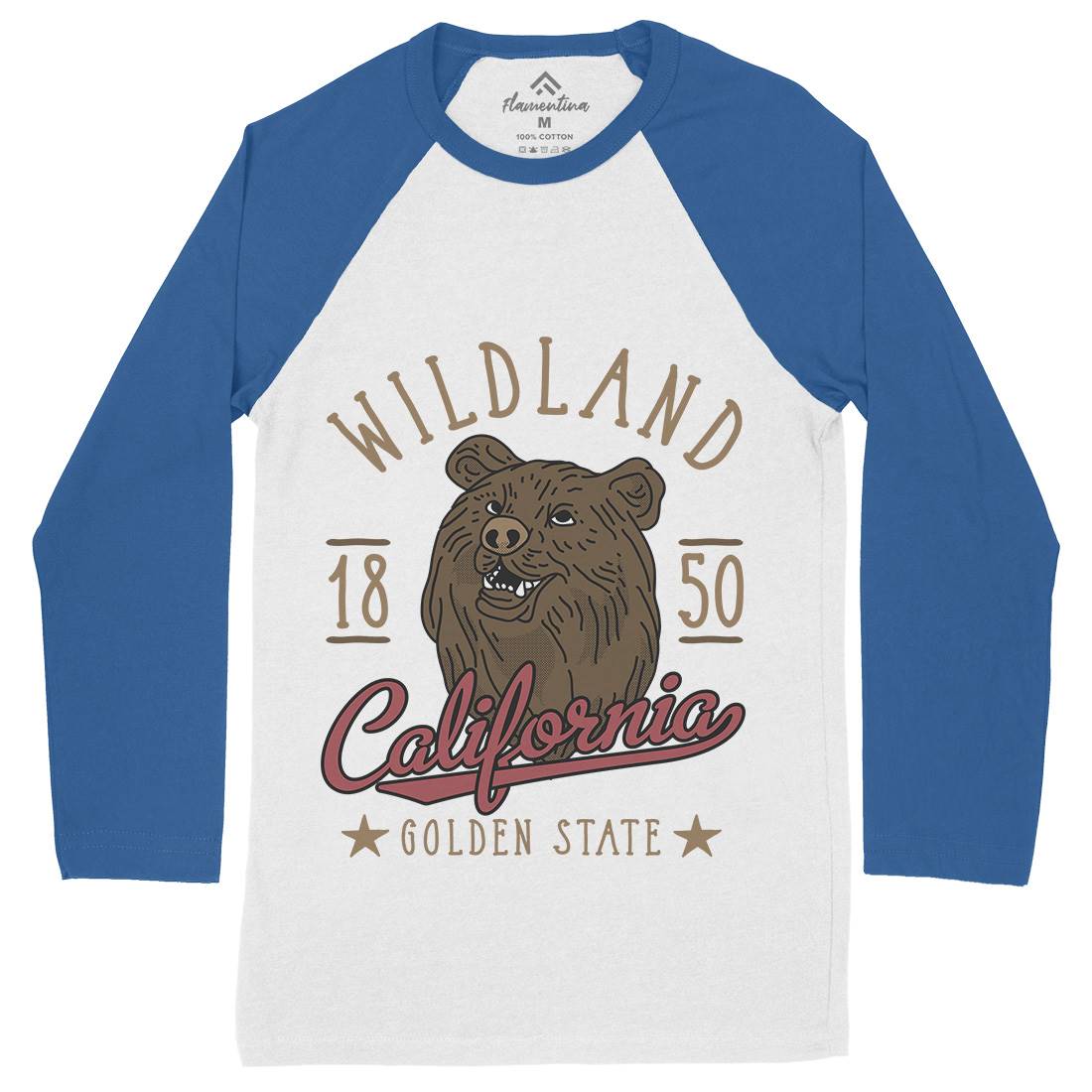 Wildland California Mens Long Sleeve Baseball T-Shirt Animals D999