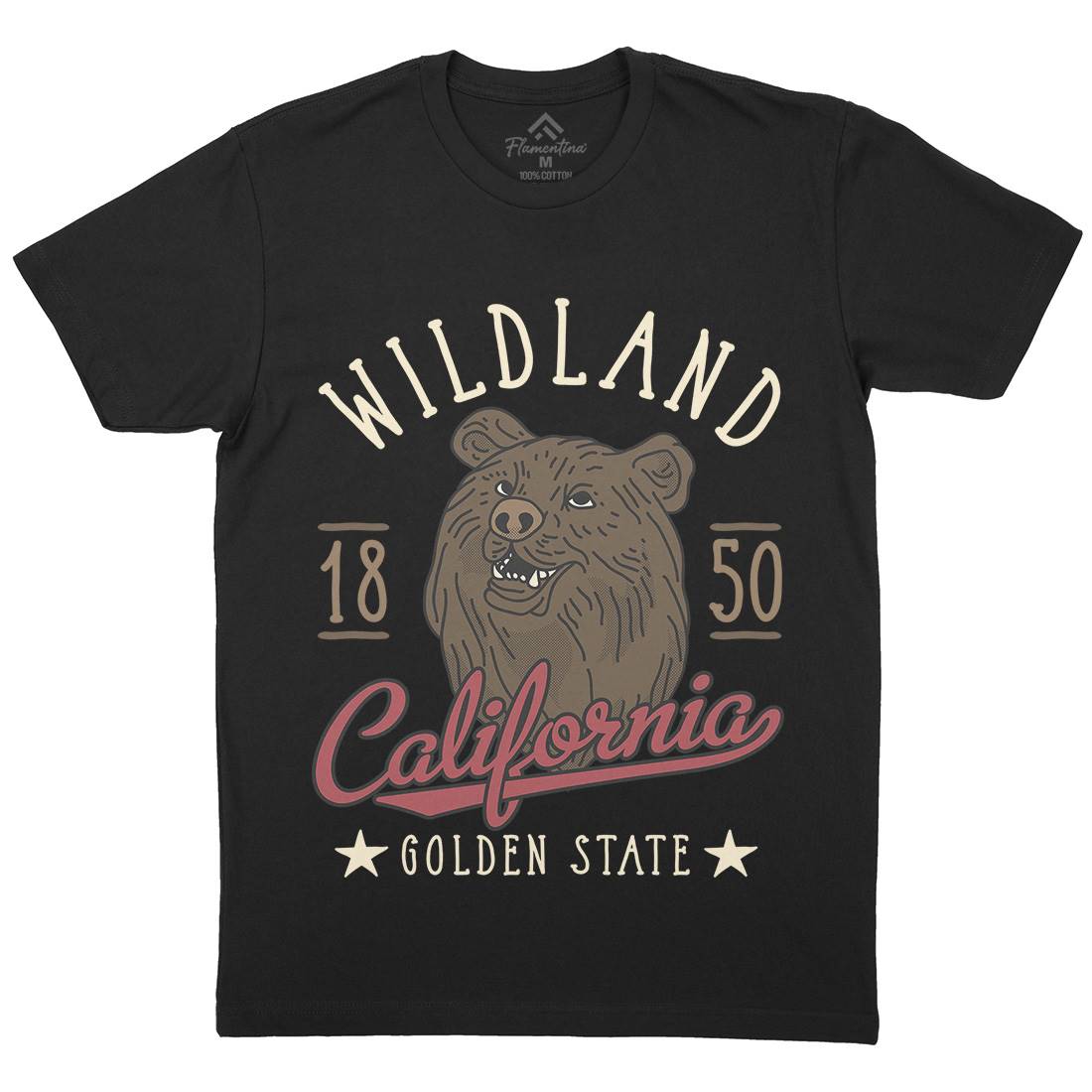 Wildland California Mens Crew Neck T-Shirt Animals D999