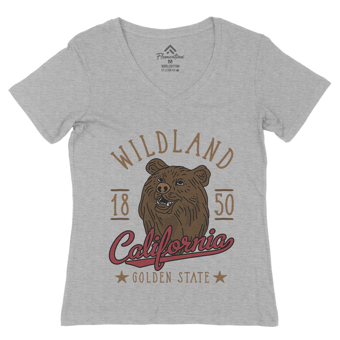 Wildland California Womens Organic V-Neck T-Shirt Animals D999