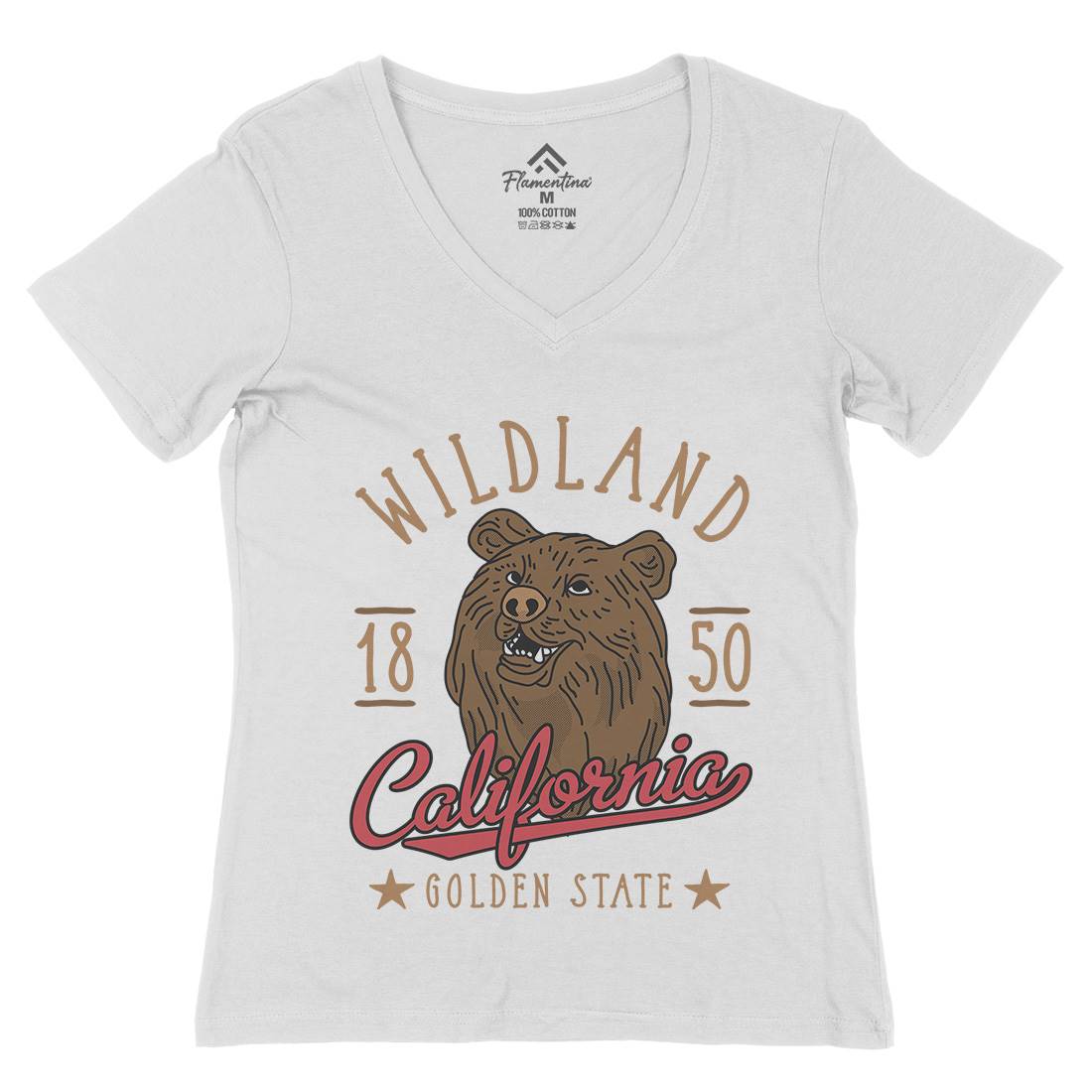 Wildland California Womens Organic V-Neck T-Shirt Animals D999
