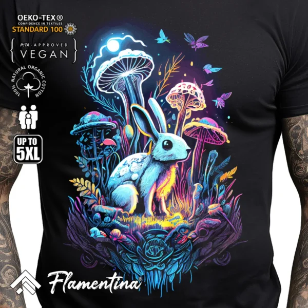 Magic Mushrooms White Rabbit T-Shirt - Image 2