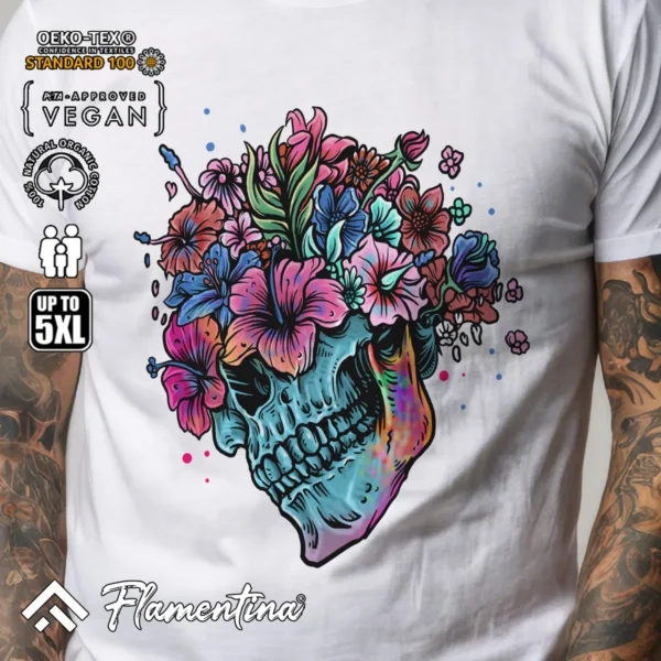 Flowers Skull T-Shirt - Image 5