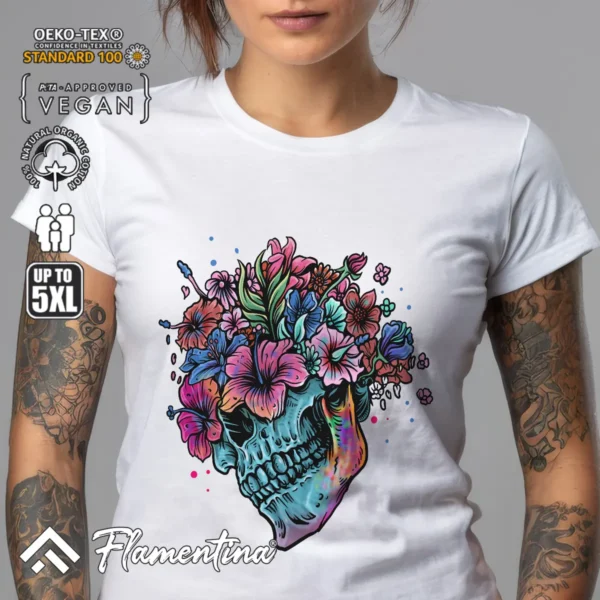 Flowers Skull T-Shirt - Image 6