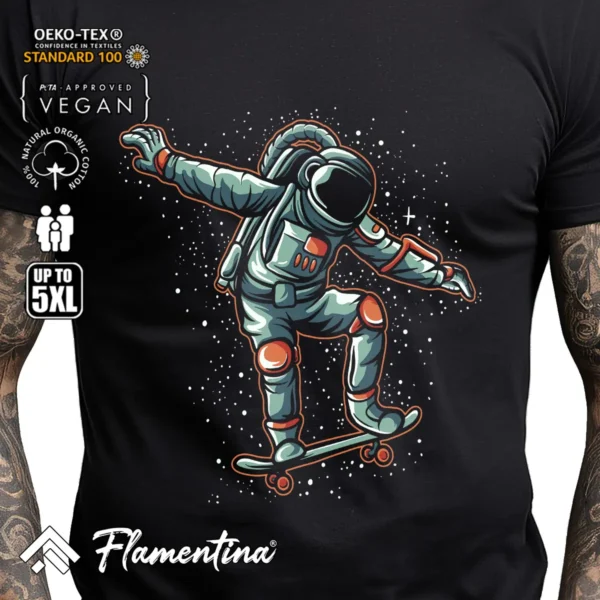 Astronaut Skateboarding T-Shirt - Image 2