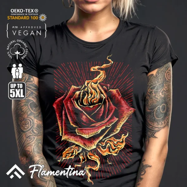 Burning Rose T-Shirt - Image 3