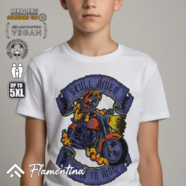 Skull Biker T-Shirt - Image 7