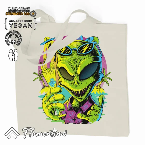 Alien Summer Vibes Organic Tote Bag - Image 2