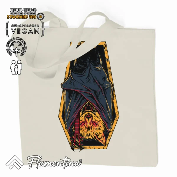 Bat Guitar Organic Tote Bag - Image 2