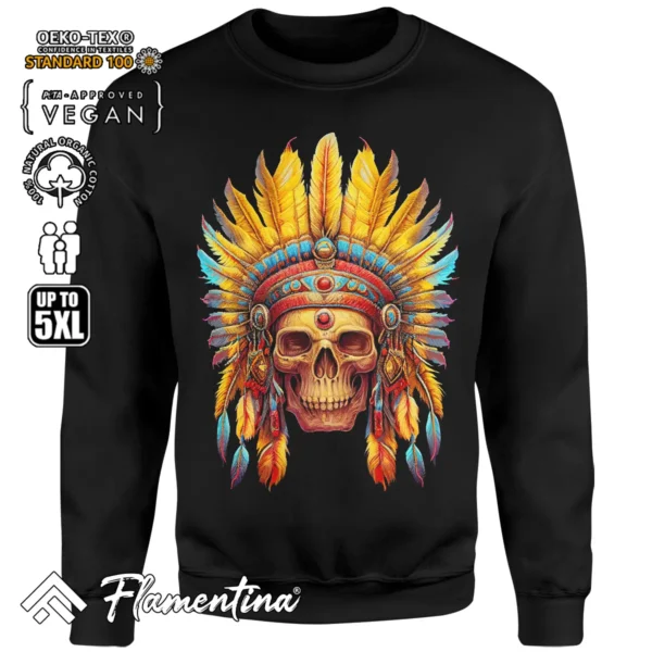 Indian Skull Sweatshirt Hoodie - Image 4