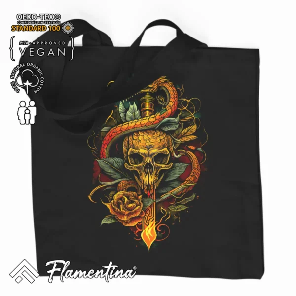 Snake And Skull Organic Tote Bag