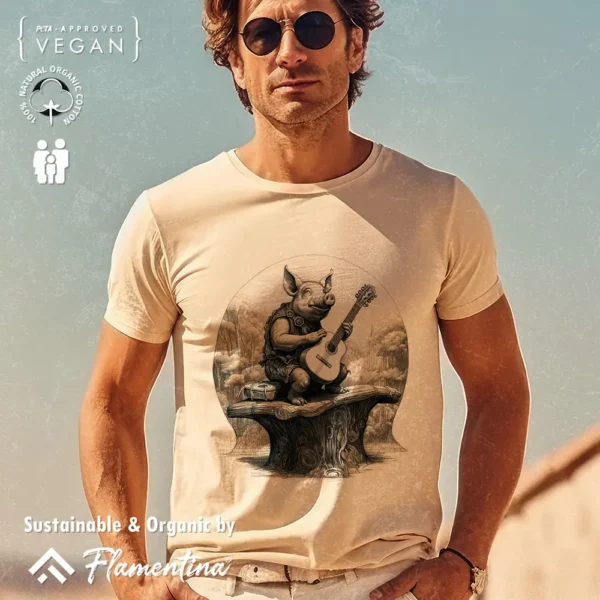 Pig Playing Guitar T-Shirt - Image 3