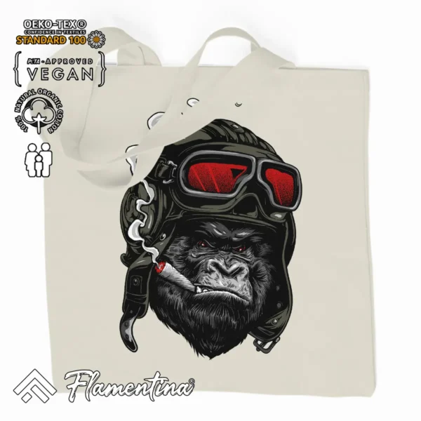 Aviator Ape Organic Tote Bag - Image 2