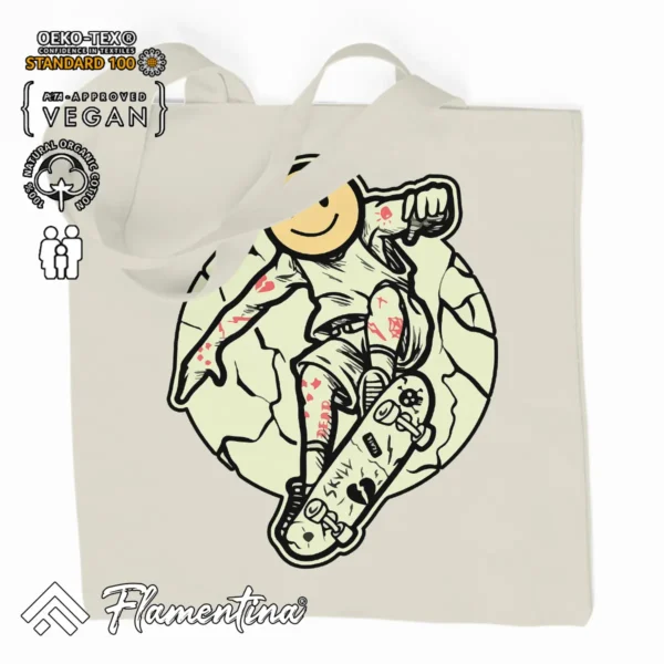 Happy Skater Organic Tote Bag - Image 2