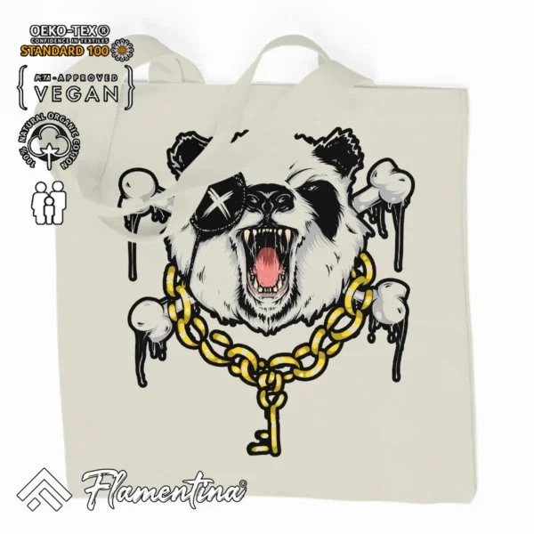 Angry Panda Organic Tote Bag - Image 2