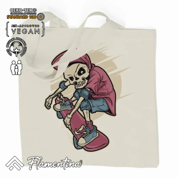 Skull Organic Tote Bag - Image 2