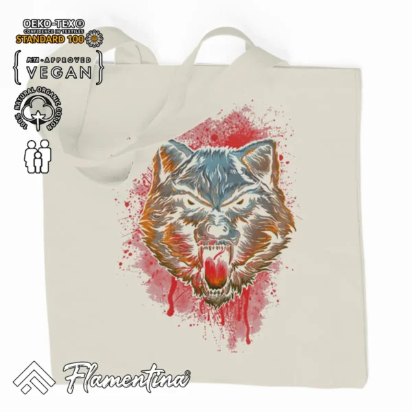 Angry Wolf Organic Tote Bag - Image 2