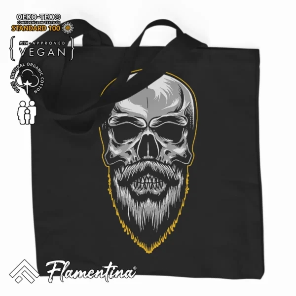 Skull Beard Organic Tote Bag