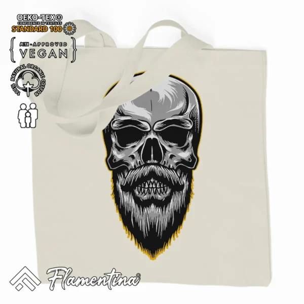 Skull Beard Organic Tote Bag - Image 2