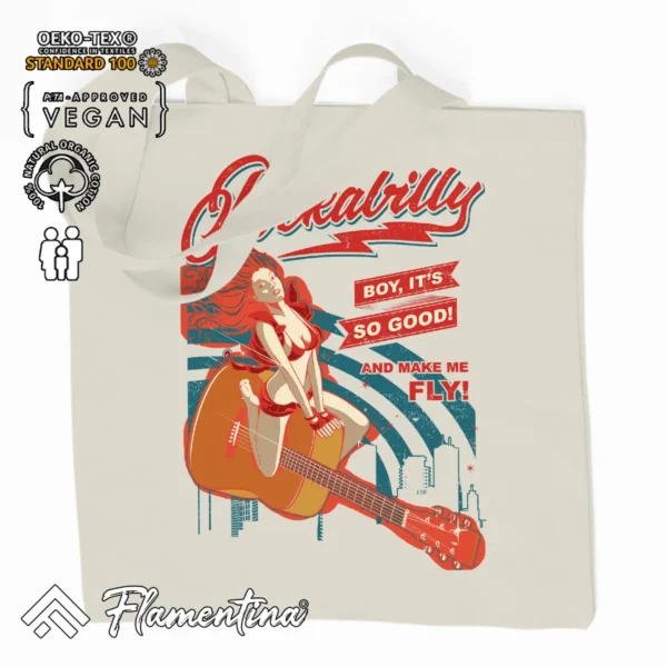 Rockabilly Organic Tote Bag - Image 2