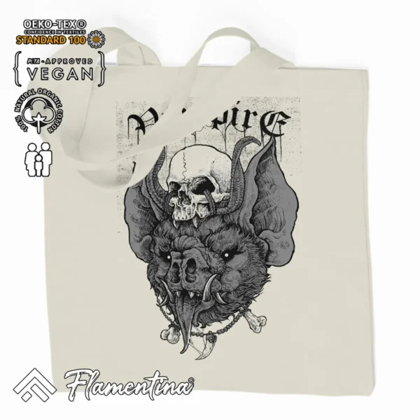 Vampire Skull Organic Tote Bag - Image 2