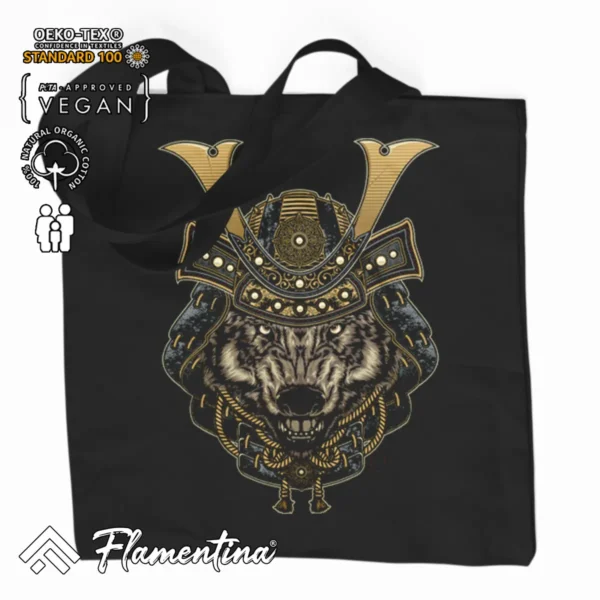 Wild Samurai Wolf Organic Tote Bag