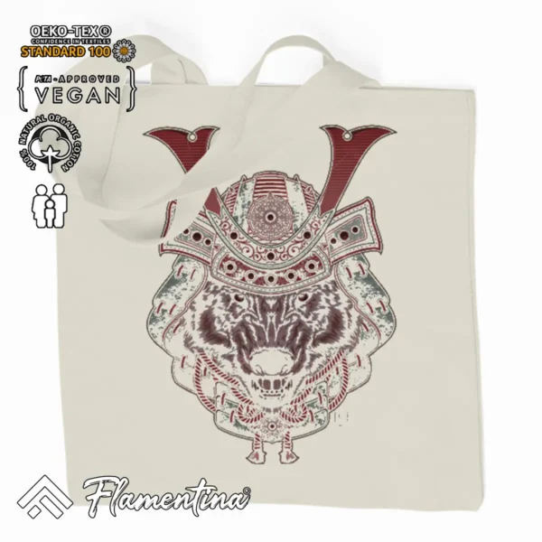 Wild Samurai Wolf Organic Tote Bag - Image 2
