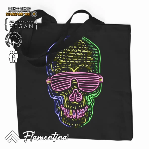Neon Skull Organic Tote Bag
