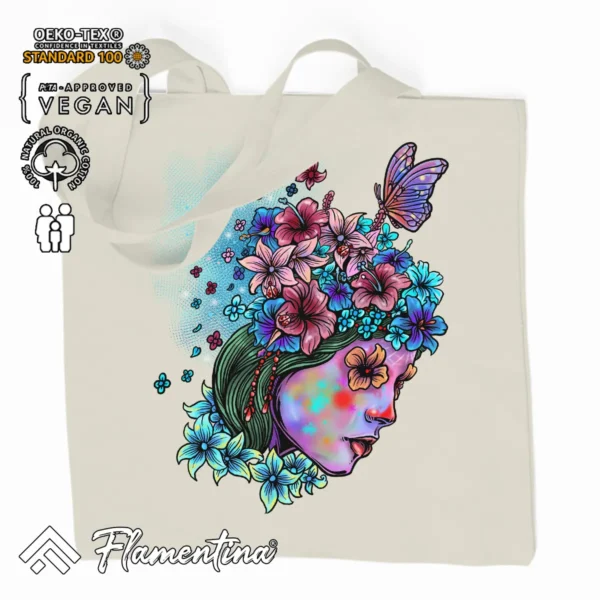 Lady Flower Organic Tote Bag - Image 2