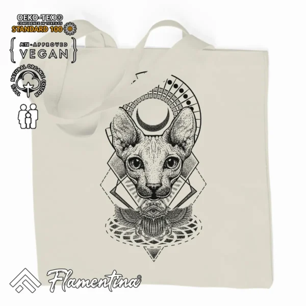 Egyptian Cat Organic Tote Bag - Image 2