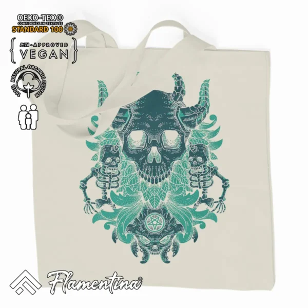 Skull Demon Organic Tote Bag - Image 2