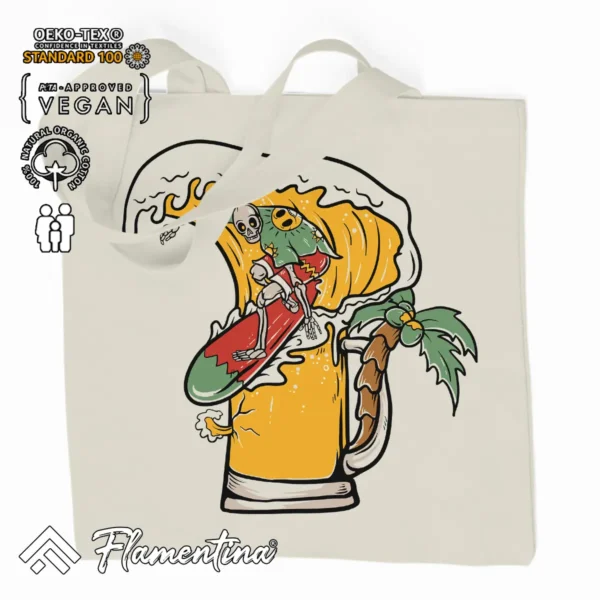 Beer Wave Organic Tote Bag - Image 2