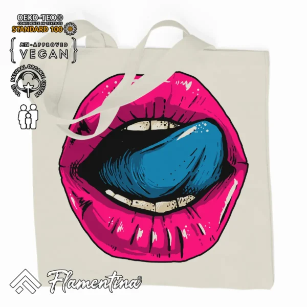 Sexy Lips Organic Tote Bag - Image 2