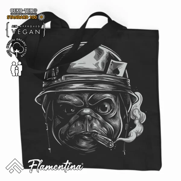 Pug Dog Soldier Organic Tote Bag
