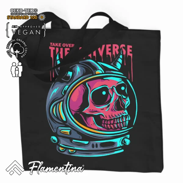 Skull Astronaut Demon Organic Tote Bag