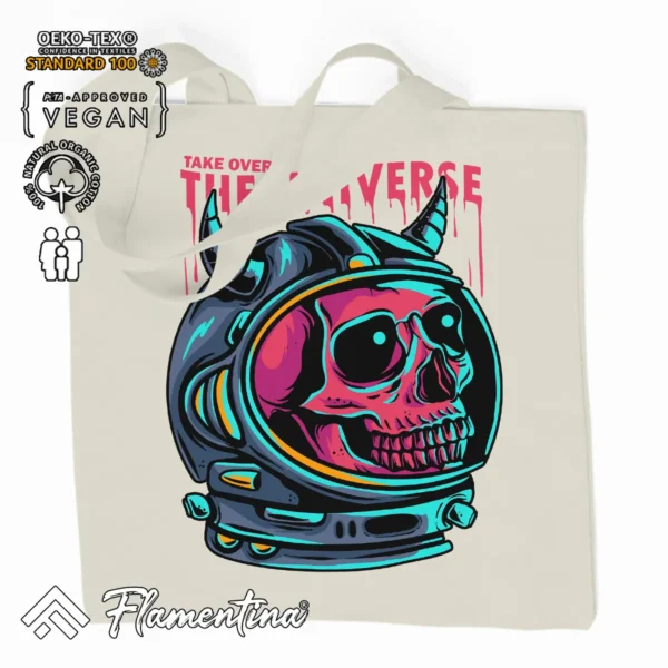 Skull Astronaut Demon Organic Tote Bag - Image 2